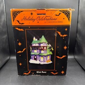 Vintage Christopher Radko Witch Manor Halloween Village House Purple Goth